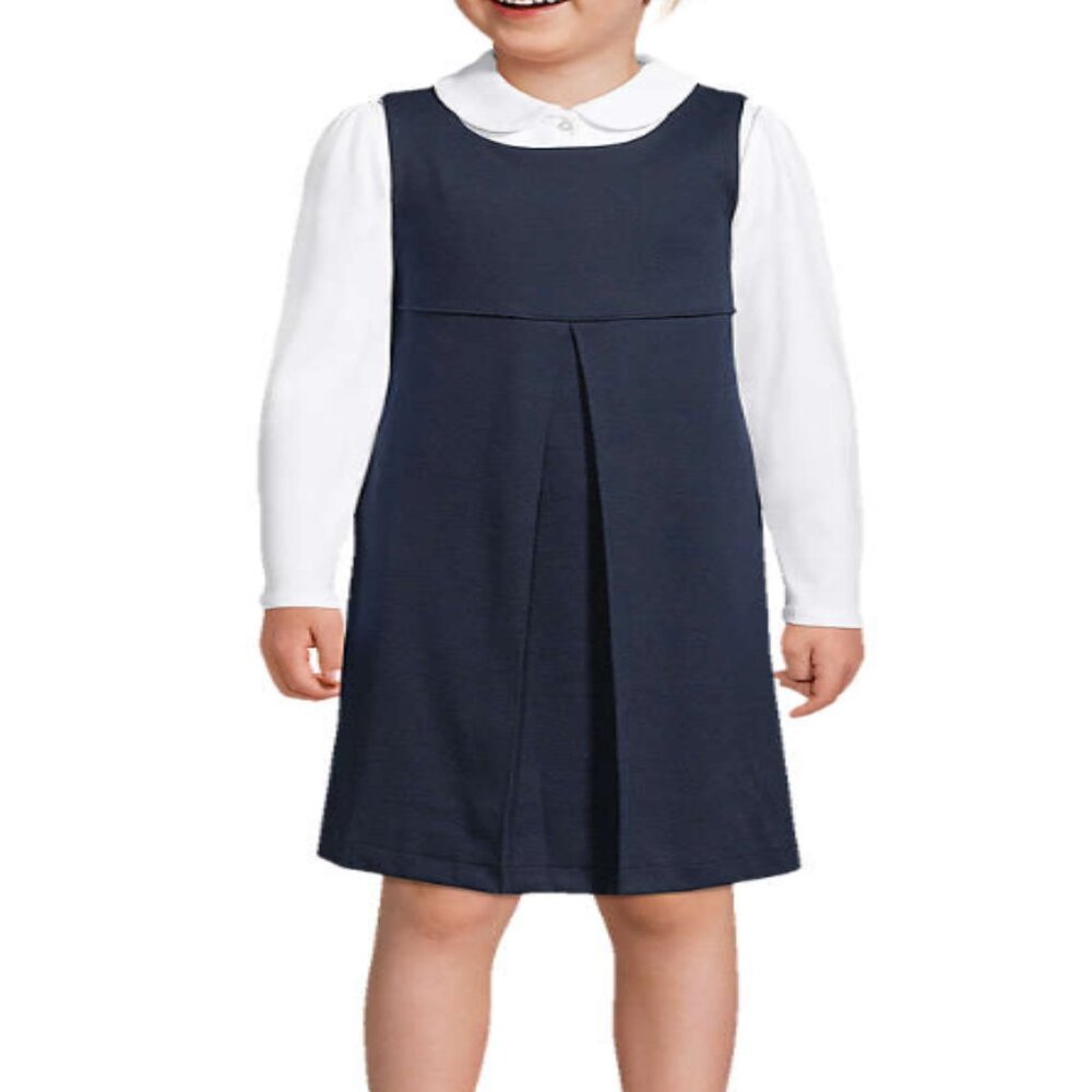 NWOT Item #527910 Lands' End Girls Uniform Ponte Pleat Jumper Navy Blue size 6